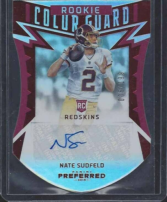 NATE SUDFELD 2016 PREFERRED COLOR GUARD RED DIE CUT ROOKIE AUTO RC #D 6/199