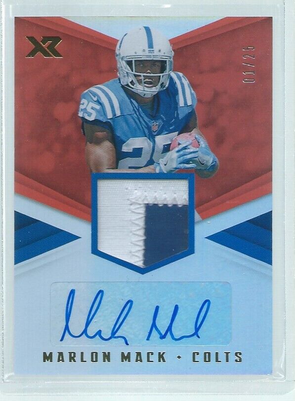 MARLON MACK 2017 PANINI XR 2 COLOR PATCH AUTO ORANGE RC #D 1/25