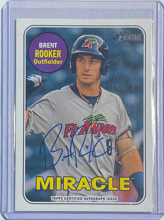 BRENT ROOKER 2018 TOPPS HERITAGE MINORS PROSPECT ON CARD AUTO #ROA-BR