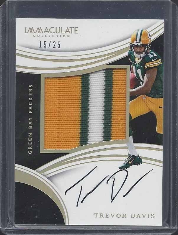 TREVOR DAVIS 2016 IMMACULATE HOLOFOIL JUMBO 3 CLR PACKERS RPA PATCH AUTO RC /25