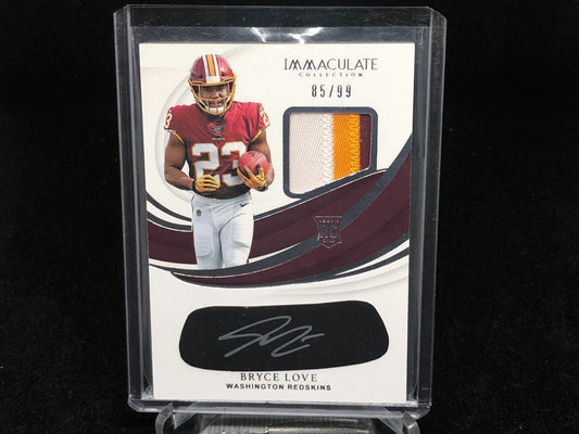 BRYCE LOVE 2019 IMMACULATE EYE BLACK 3 CLR PATCH AUTO RC #D 85/99