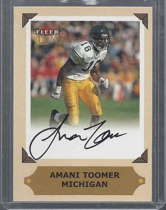 AMANI TOOMER 2001 FLEER ULTRA MICHIGAN WOLVERINES COLLEGE GREATS ON CARD AUTO