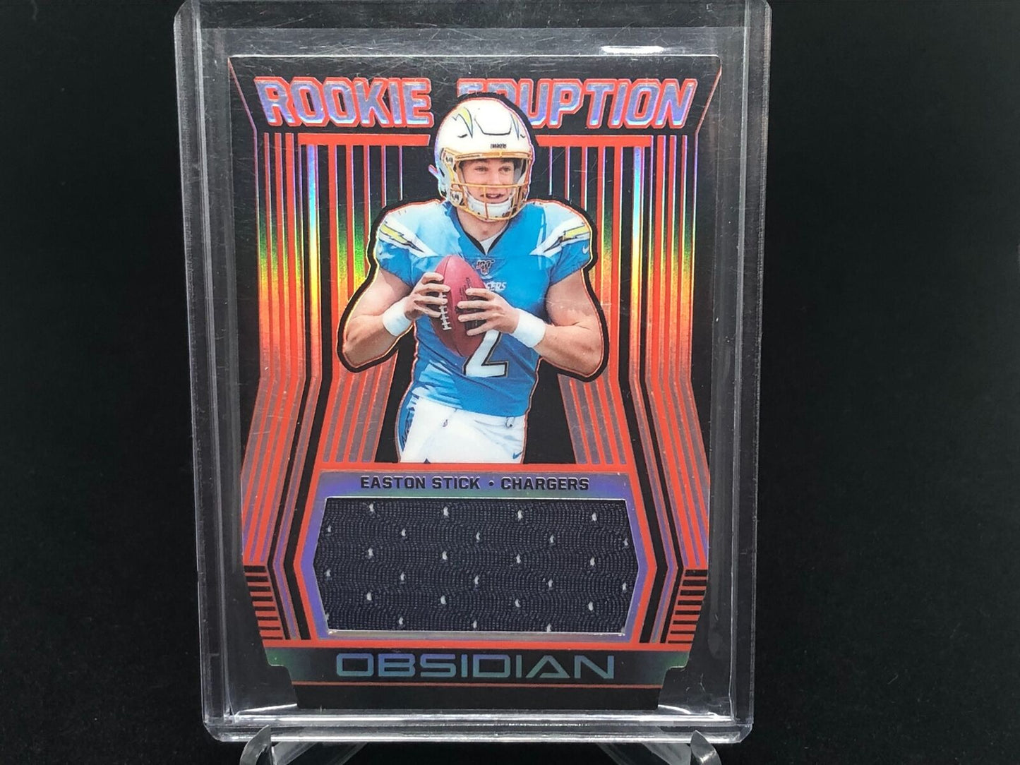 EASTON STICK 2019 PANINI OBSIDIAN RED DIE CUT ROOKIE ERUPTION JERSEY RC #D 17/50