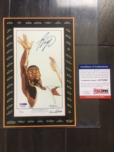 OSCAR ROBERTSON AUTOGRAPHED LTD EDITION 6X9 LITHOGRAPH #D /980 PHOTO PSA DNA COA