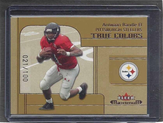 ANTWAAN RANDLE EL 2002 FLEER MAXIMUM TRUE COLORS GOLD STEELERS IU RC #D /100