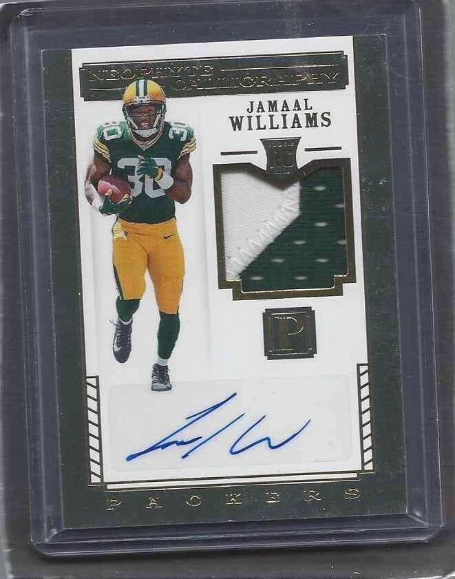 JAMAAL WILLIAMS 2017 PANTHEON NEOPHYTE CALLIGRAPHY PACKERS PATCH AUTO RC #D /99