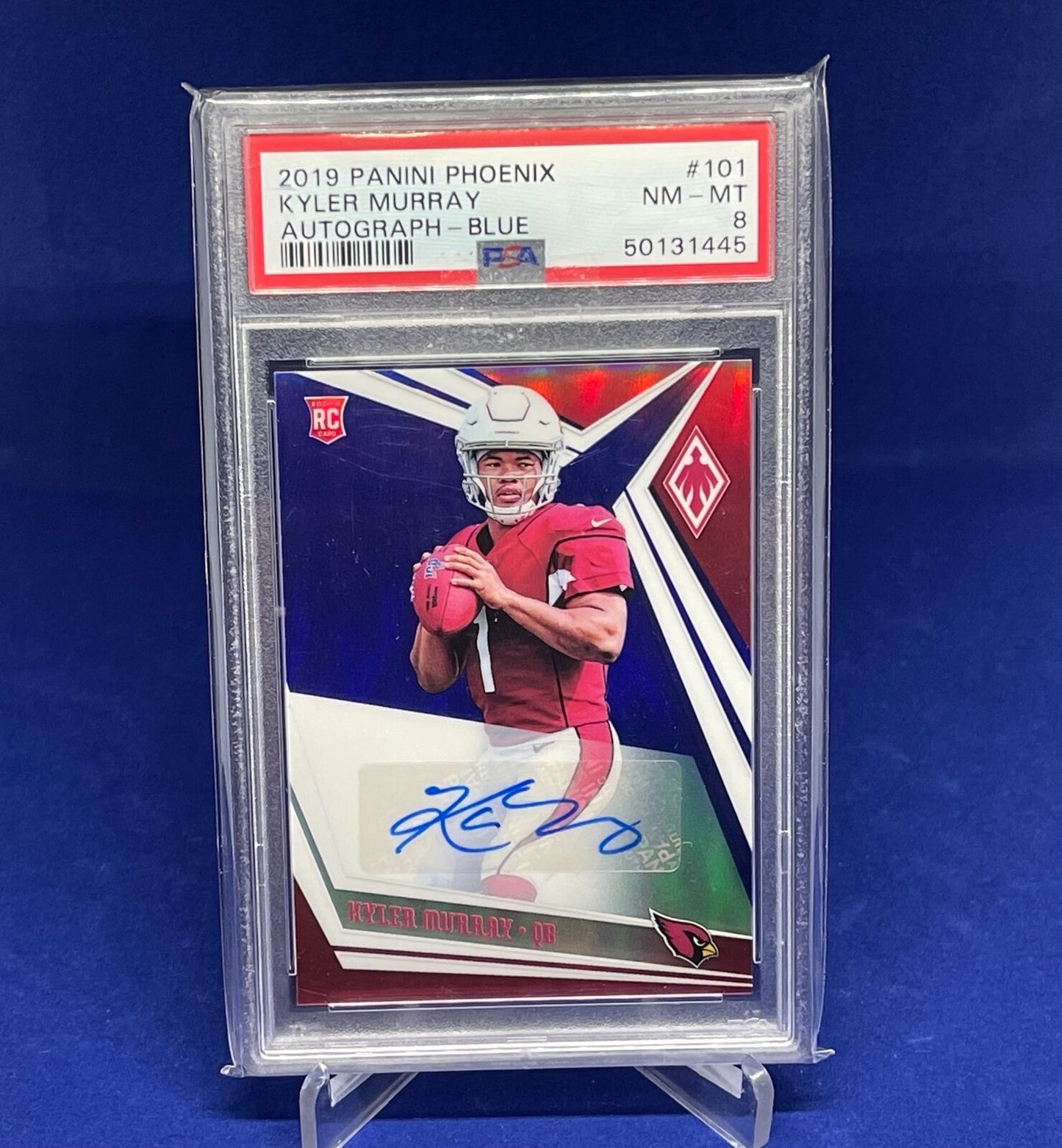 KYLER MURRAY 2019 PANINI PHOENIX BLUE AUTO RC ROOKIE #D 14/15 PSA 8 POP 1