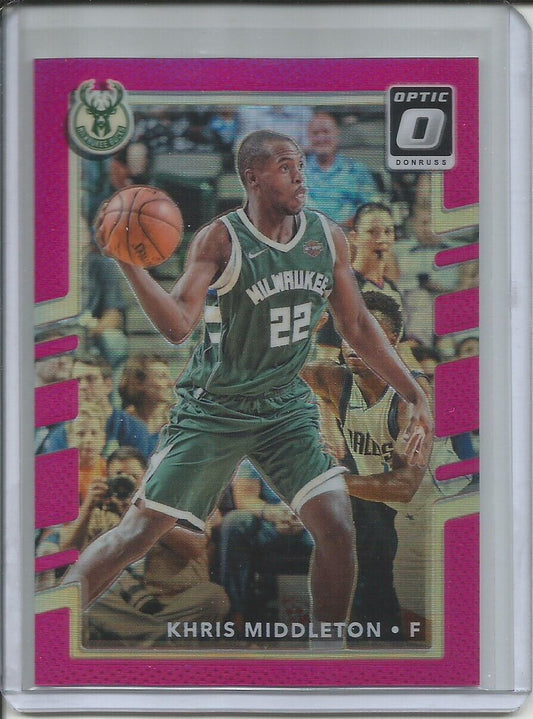 KHRIS MIDDLETON 2017-18 DONRUSS OPTIC PINK HOLO PRIZM #D 9/25