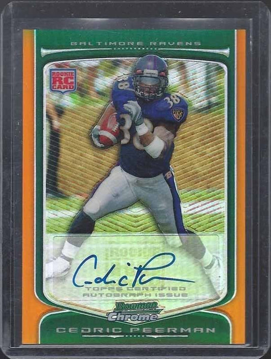 CEDRIC PEERMAN 2009 BOWMAN CHROME ORANGE REFRACTOR ROOKIE AUTO RC #D 1/15