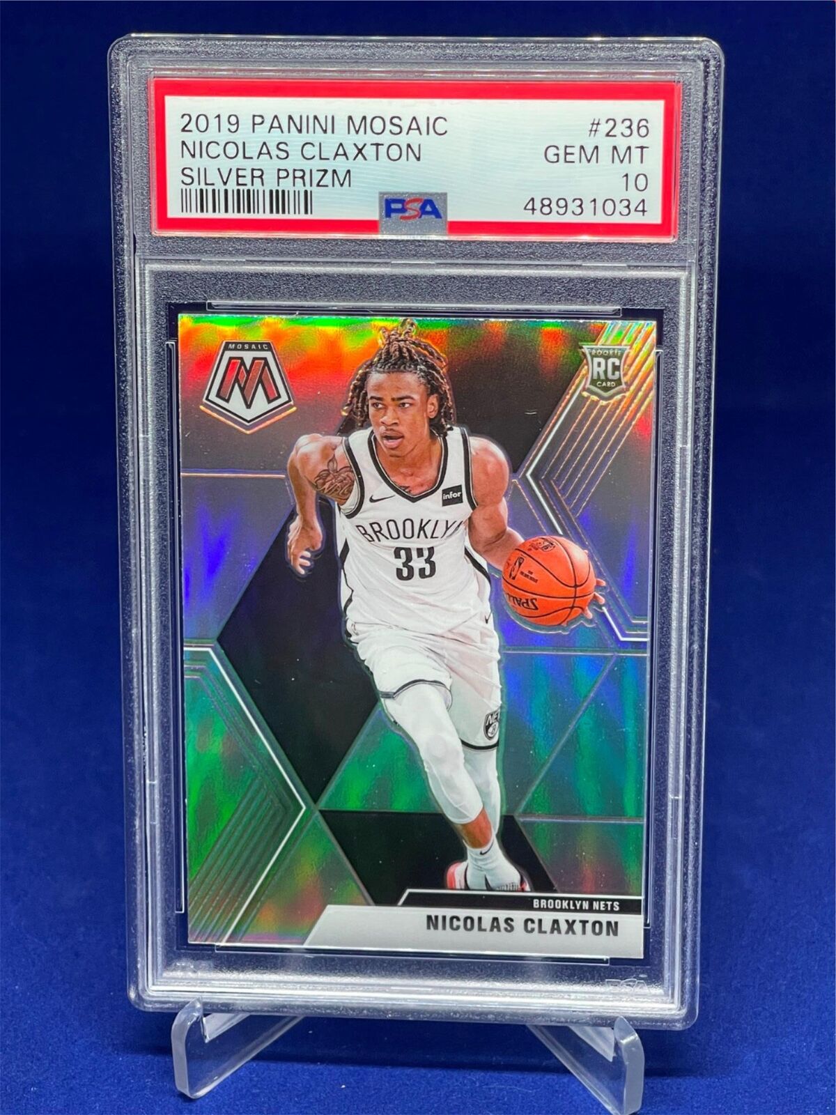 NIC CLAXTON 2019-20 PANINI MOSAIC SILVER PRIZM ROOKIE RC #236 PSA 10