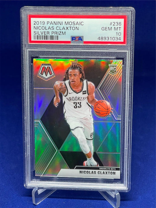 NIC CLAXTON 2019-20 PANINI MOSAIC SILVER PRIZM ROOKIE RC #236 PSA 10