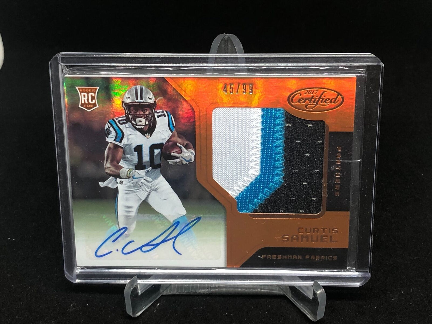 CURTIS SAMUEL 2017 CERTIFIED FRESHMAN FABRIC ORANGE 3 CLR PATCH AUTO RC #D 45/99