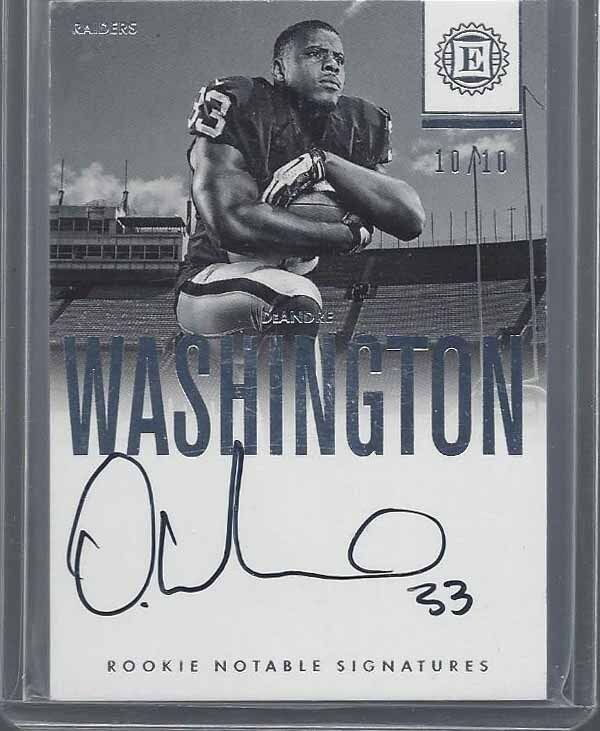 DEANDRE WASHINGTON 2015 PANINI ENCASED NOTABLE SIGS ON CARD AUTO RC #D 10/10