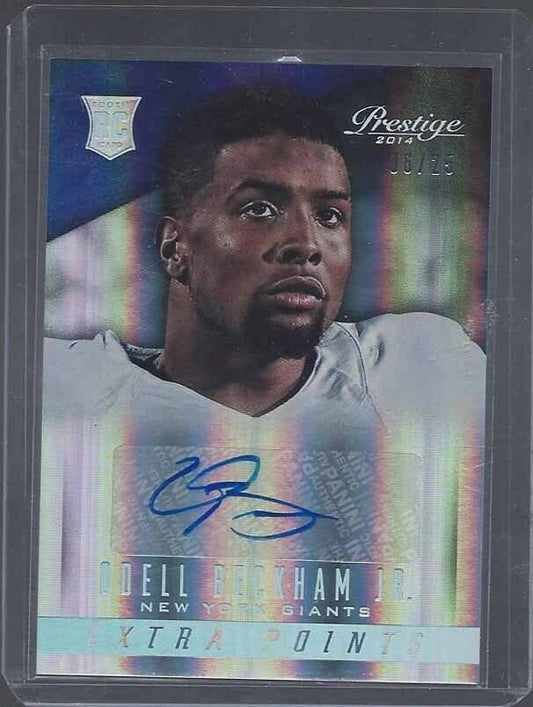 ODELL BECKHAM JR 2014 PRESTIGE XTRA POINTS SILVER ROOKIE AUTO RC #D 6/25