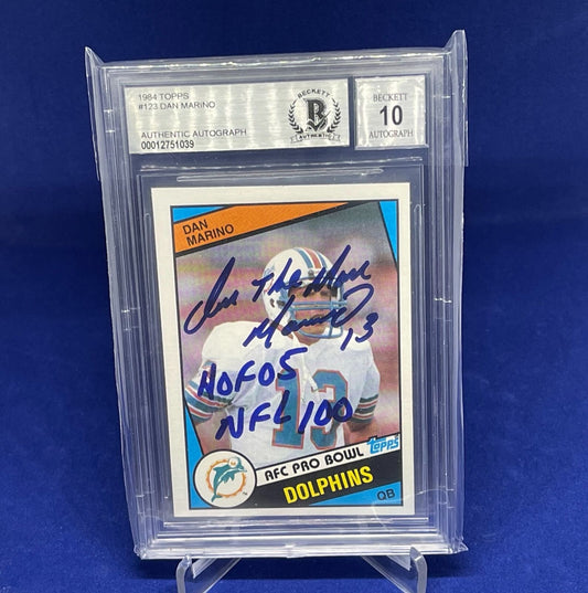 DAN MARINO 1984 TOPPS RC AUTO HOF 05 NFL 100 INSCRIBED BGS AUTHENTIC 10 AUTO