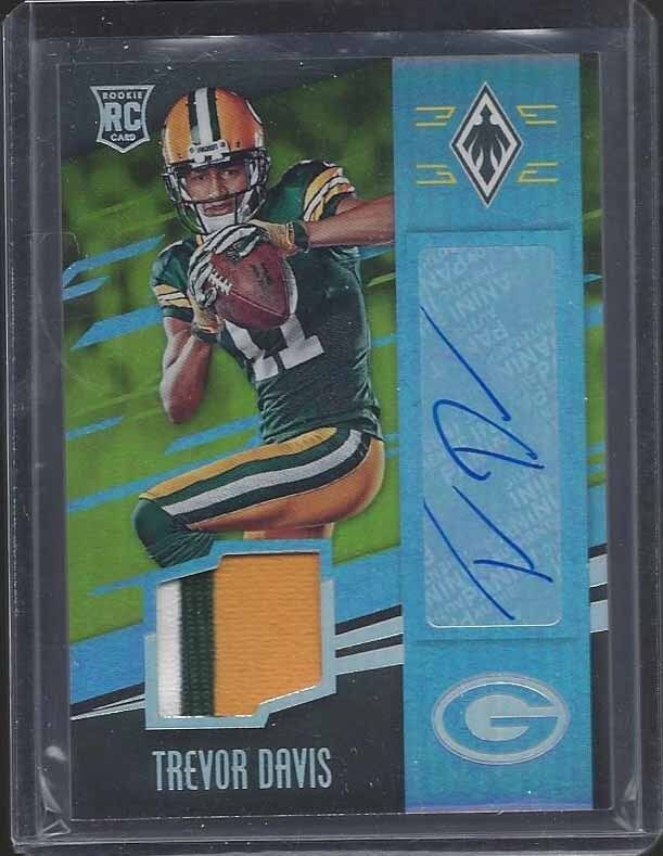 TREVOR DAVIS 2016 PANINI PHEONIX GOLD RPA PACKERS 3 COLOR PATCH AUTO RC #D 7/49