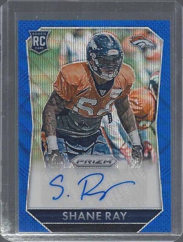SHANE RAY 2015 PANINI PRIZM BLUE WAVE PRIZMS BRONCOS ROOKIE AUTO RC #D 107/150