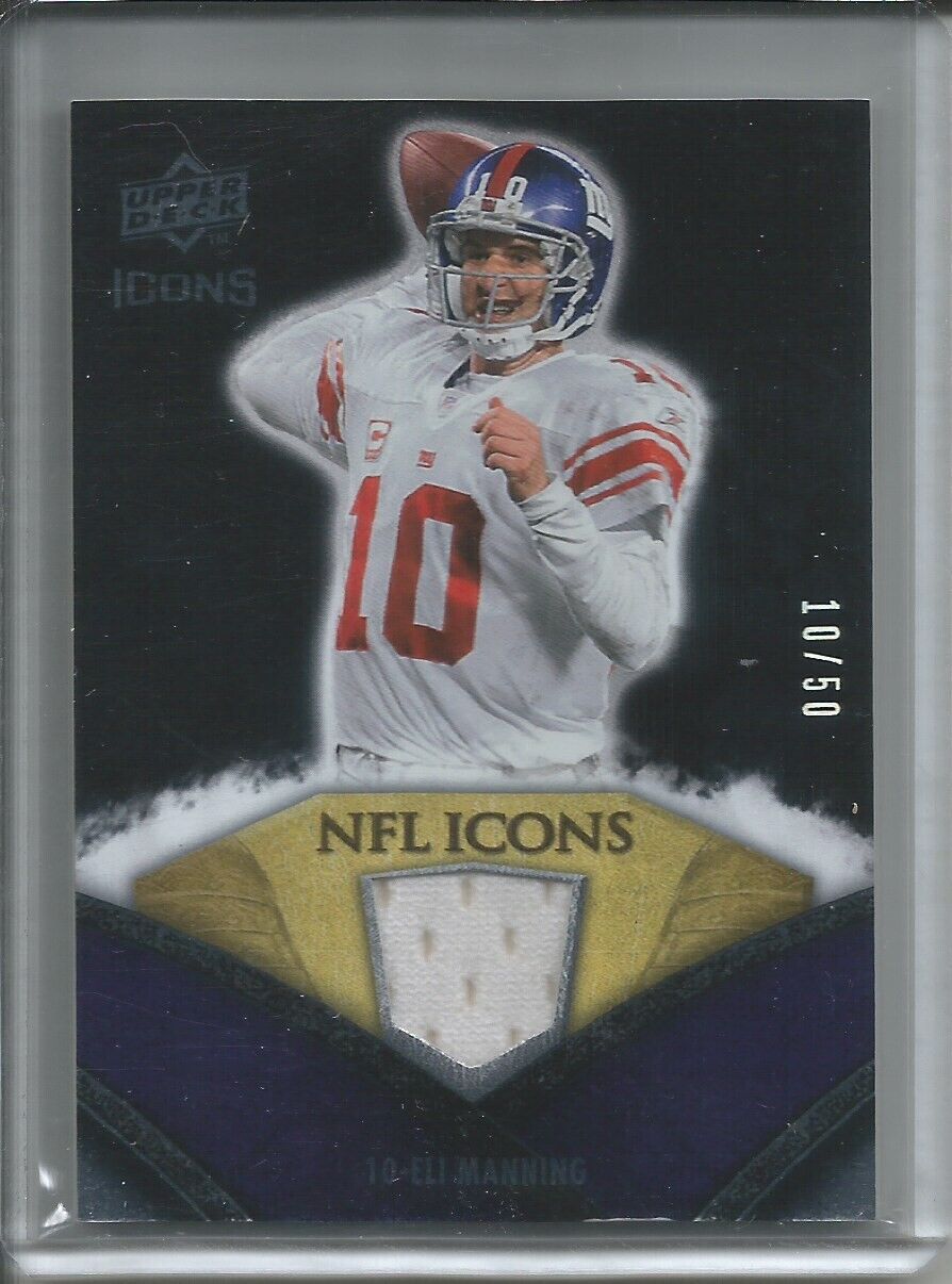 1/1 ELI MANNING 2008 UPPER DECK ICONS JERSEY #D 10/50 HIS JERSEY NUMBER #10!!!!!