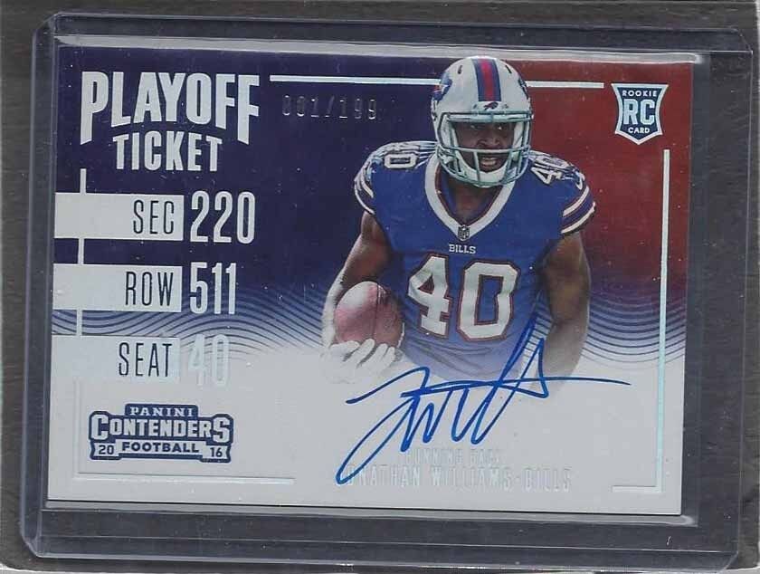 JONATHAN WILLIAMS 2016 CONTENDERS PLAYOFF TICKET SP VARIATION AUTO RC #D 1/199