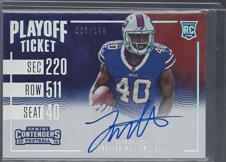 JONATHAN WILLIAMS 2016 CONTENDERS PLAYOFF TICKET SP VARIATION AUTO RC #D 1/199