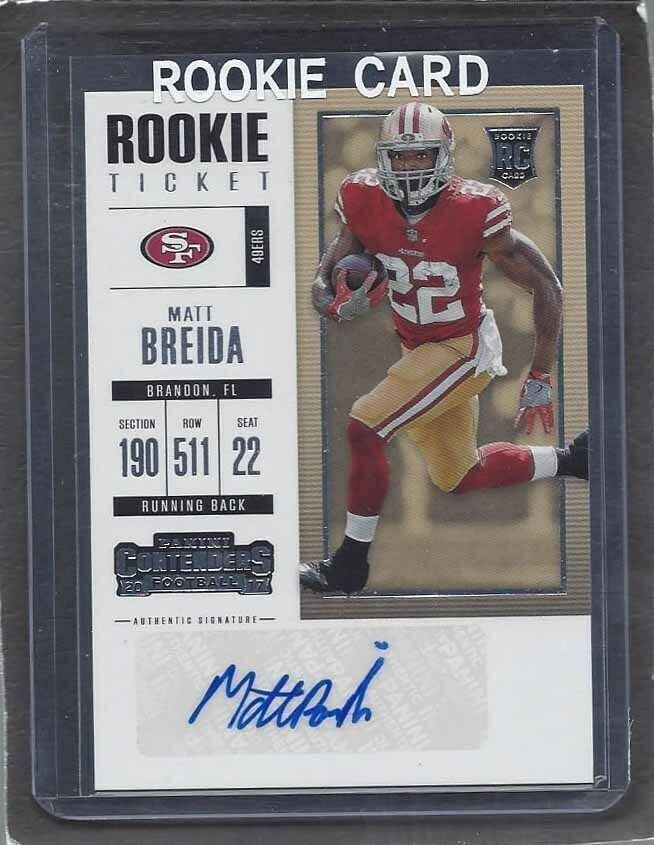 MATT BREIDA 2017 CONTENDERS ROOKIE TICKET 49ERS AUTO RC #178