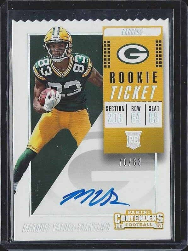 MARQUEZ VALDES-SCANTLING 2018 CONTENDERS VARIATION SP TICKET STUB AUTO RC #D /83