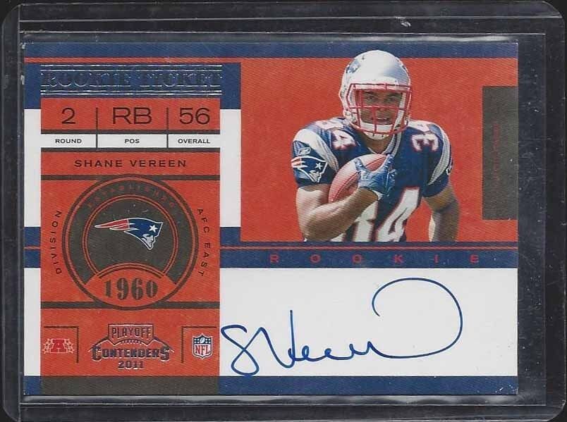 SHANE VEREEN 2011 PLAYOFF CONTENDERS SSP NO LOGO ON CARD ROOKIE AUTO RC #217