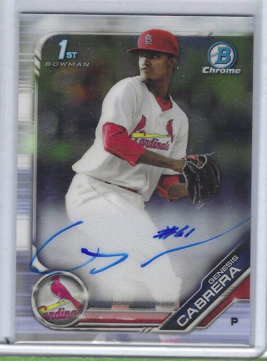 GENESIS CABRERA 2019 BOWMAN CHROME 1ST PROSPECT ON CARD AUTO #CPA-GCA