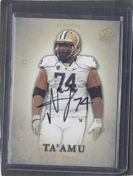 ALAMEDA TA'AMU 2012 SP AUTHENTIC GOLD WASHINGTON HUSKIES ON CARD AUTO RC #D /15