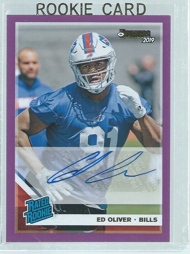 ED OLIVER 2019 PANINI DONRUSS RATED ROOKIE AUTO PURPLE RC #347