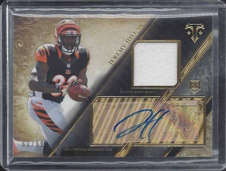 JEREMY HILL 2014 TRIPLE THREADS BENGALS ROOKIE JERSEY AUTO RC #D /99