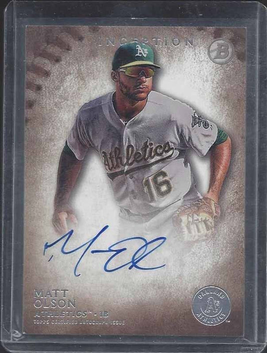 MATT OLSON 2015 BOWMAN INCEPTION A'S ATHLETICS PROSPECT ON CARD AUTO