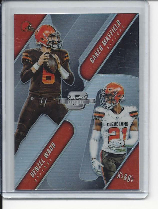 BAKER MAYFIELD DENZEL WARD 2018 CONTENDERS OPTIC ROOKIE X'S & O'S RC #D 83/175