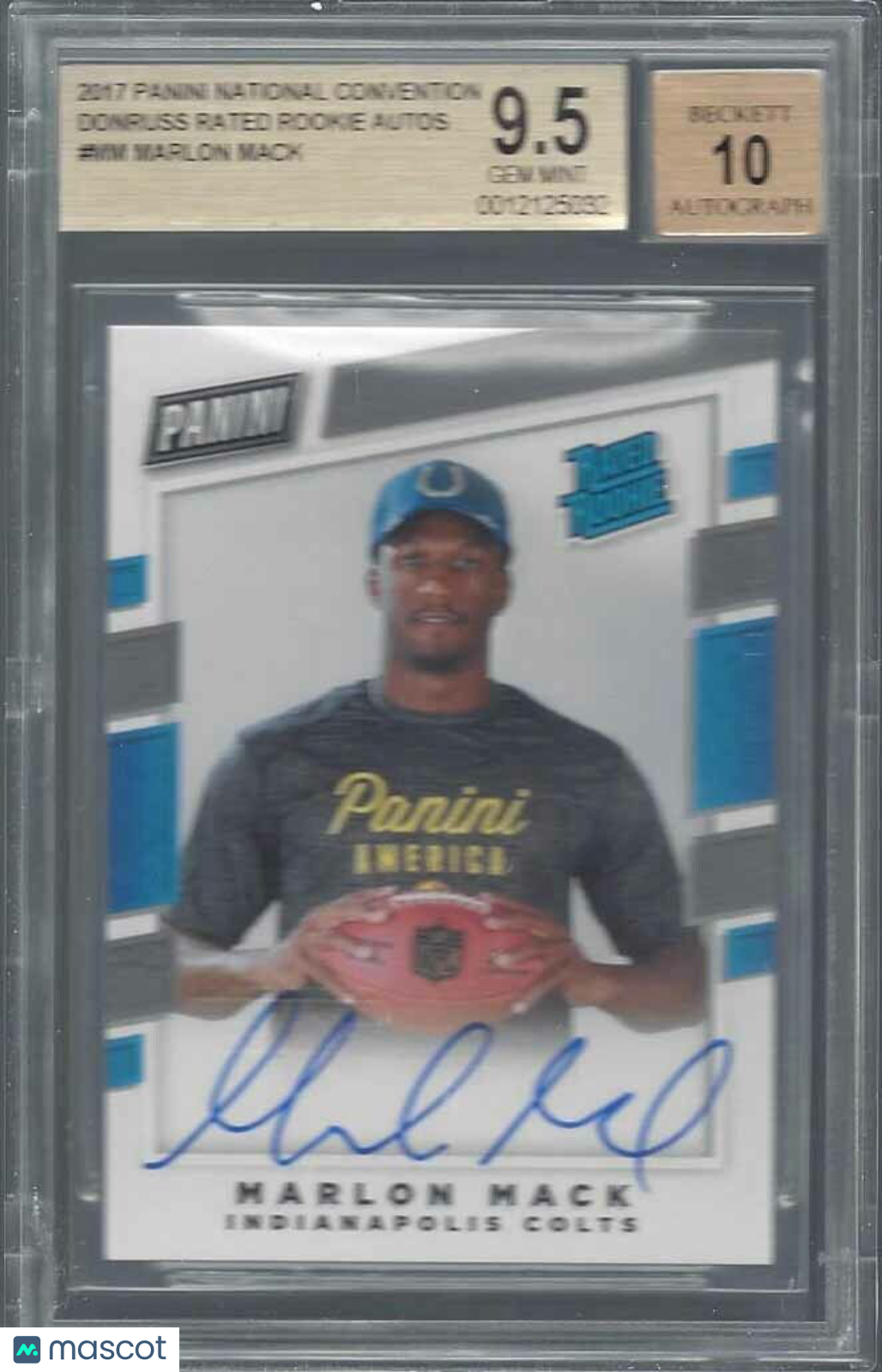 MARLON MACK 2017 PANINI NATIONAL NEXT DAY ON CARD AUTO RC BGS 9.5 10 AU POP 1/1