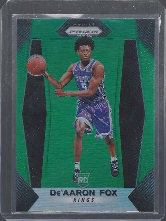 DE'AARON FOX 2017-18 PANINI PRIZM GREEN PRIZMS ROOKIE RC #24