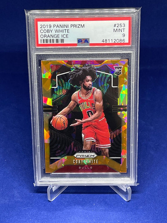 COBY WHITE 2019-20 PANINI PRIZM ORANGE ICE PRIZM ROOKIE RC #253 PSA 9 MINT
