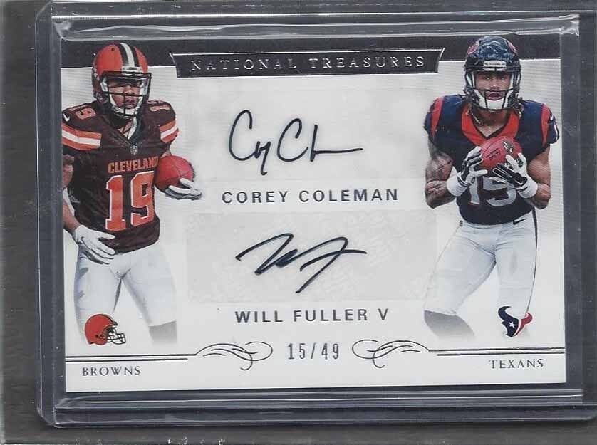 1/1 WILL FULLER COREY COLEMAN 2016 NATIONAL TREASURES AUTO RC #D 15/49 JSY #15!