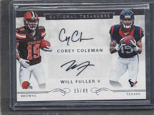 1/1 WILL FULLER COREY COLEMAN 2016 NATIONAL TREASURES AUTO RC #D 15/49 JSY #15!