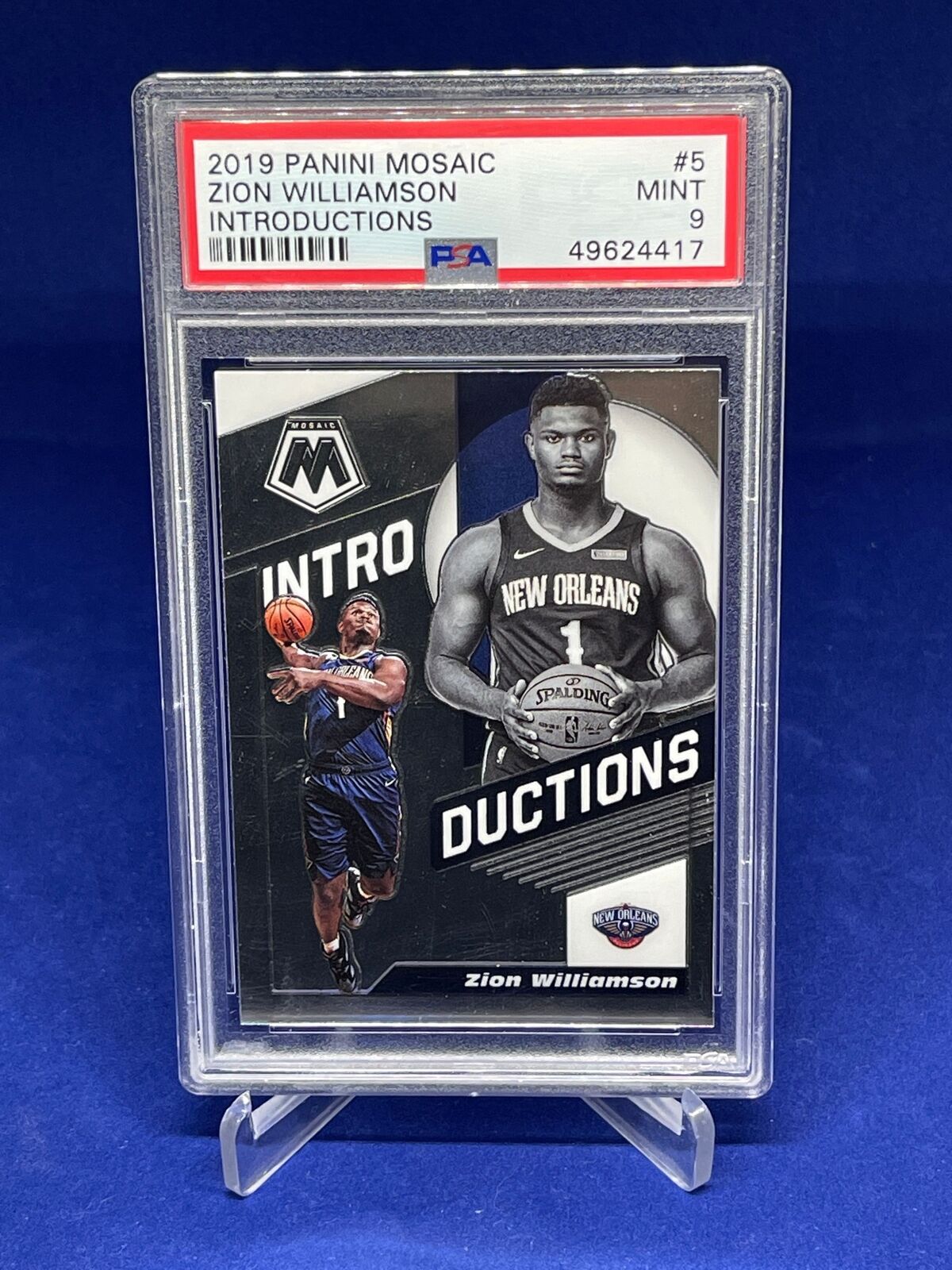 ZION WILLIAMSON 2019-20 PANINI MOSAIC INTRODUCTIONS ROOKIE RC #5 PSA 9 MINT