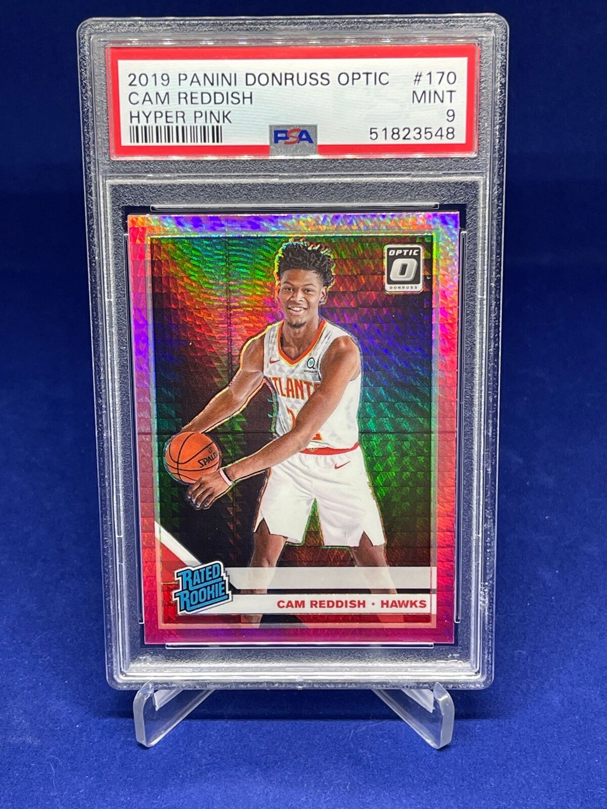 CAM REDDISH 2019-20 DONRUSS OPTIC RATED ROOKIE PINK HYPER HOLO RC #170 PSA 9