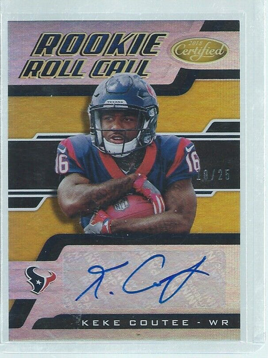 KEKE COUTEE 2018 PANINI CERTIFIED ROOKIE ROLL CALL AUTO MIRROR GOLD RC #D 10/25