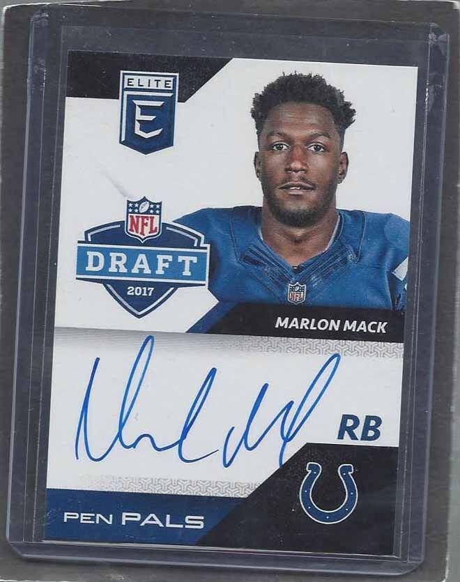 MARLON MACK 2017 PANINI DONRUSS ELITE PEN PALS BLUE COLTS ROOKIE ON CARD AUTO RC