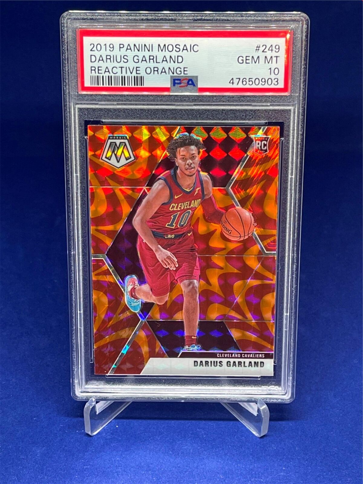DARIUS GARLAND 2019-20 PANINI MOSAIC ORANGE REACTIVE PRIZM ROOKIE #249 PSA 10