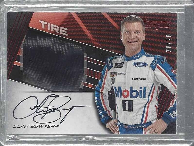 CLINT BOWYER 2017 NASCAR TORQUE RACE USED TIRE ON CARD AUTO #D 20/20