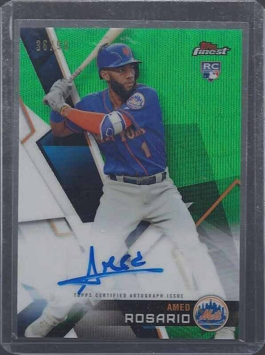 AMED ROSARIO 2018 TOPPS FINEST GREEN WAVE REFRACTOR ROOKIE ON CARD AUTO RC /99