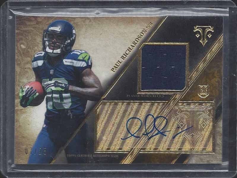 PAUL RICHARDSON 2014 TOPPS TRIPLE THREADS GOLD ROOKIE JERSEY AUTO RC #D 7/25