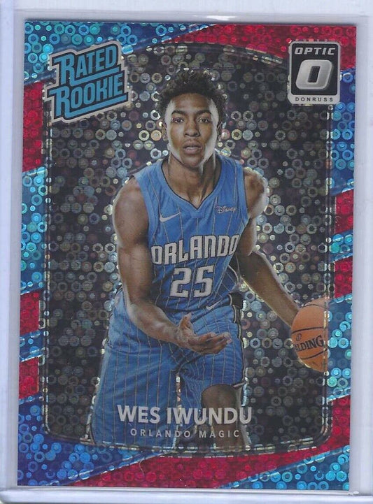 WES IWUNDU 2017-18 DONRUSS OPTIC RED DISCO HOLO RATED ROOKIE RC #D 26/85