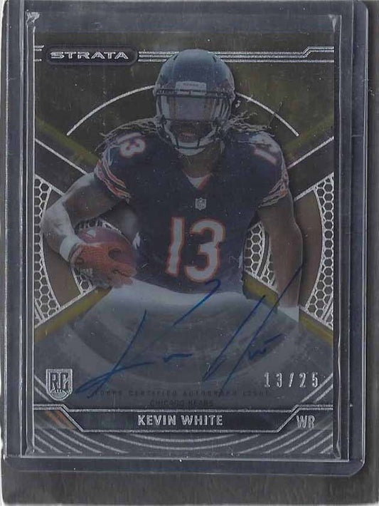 1/1 KEVIN WHITE 2015 TOPPS STRATA GOLD ON CARD AUTO RC #D 13/25 JERSEY NUMBER 13