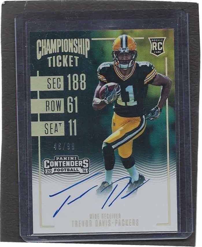 TREVOR DAVIS 2016 CONTENDERS CHAMPIONSHIP TICKET ON CARD AUTO RC #D 46/99