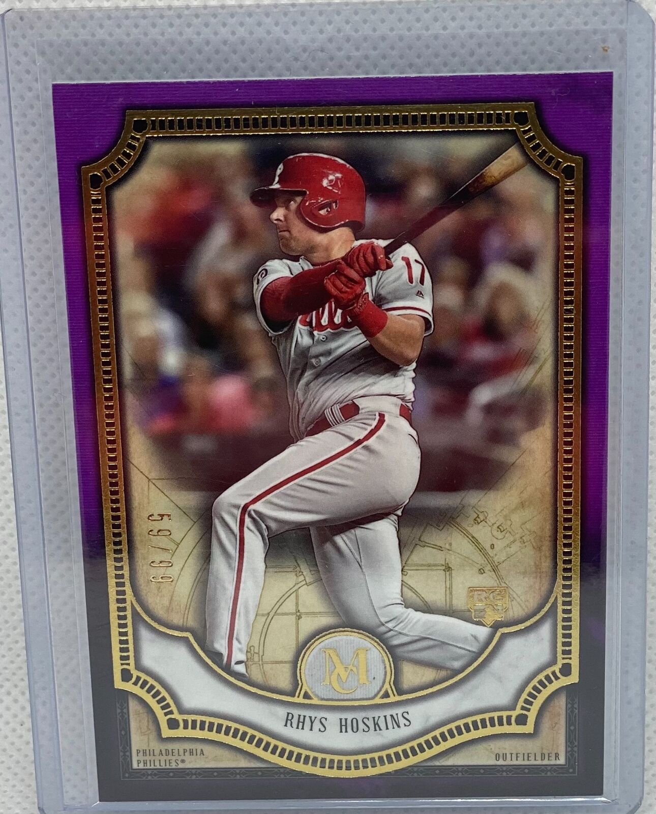 RHYS HOSKINS 2018 TOPPS MUSEUM COLLECTION PURPLE RC #D 59/99